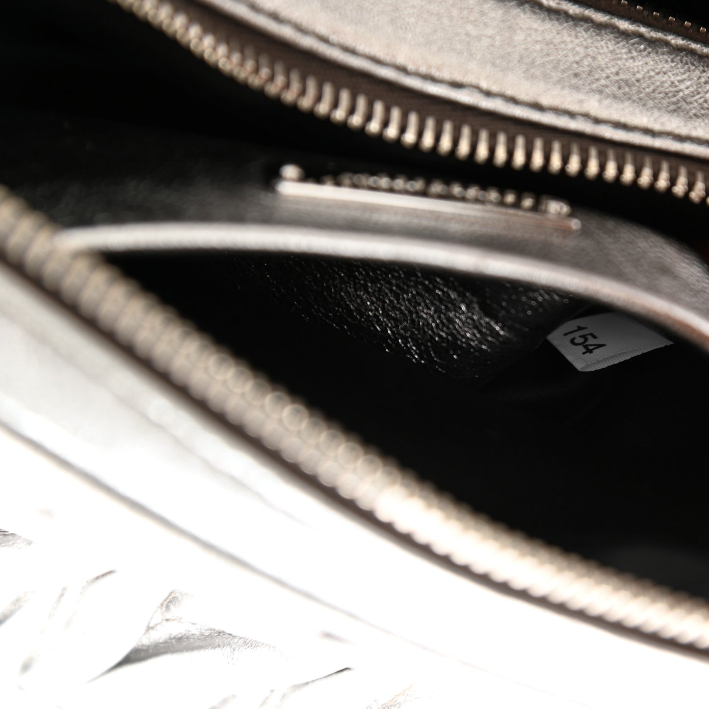 Metallic Nappa Matelasse Double Zip Pochette Clutch Cromo