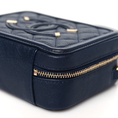 Chanel Caviar Quilted CC Filigree Vanity Clutch With Chain Navy 10 of 10