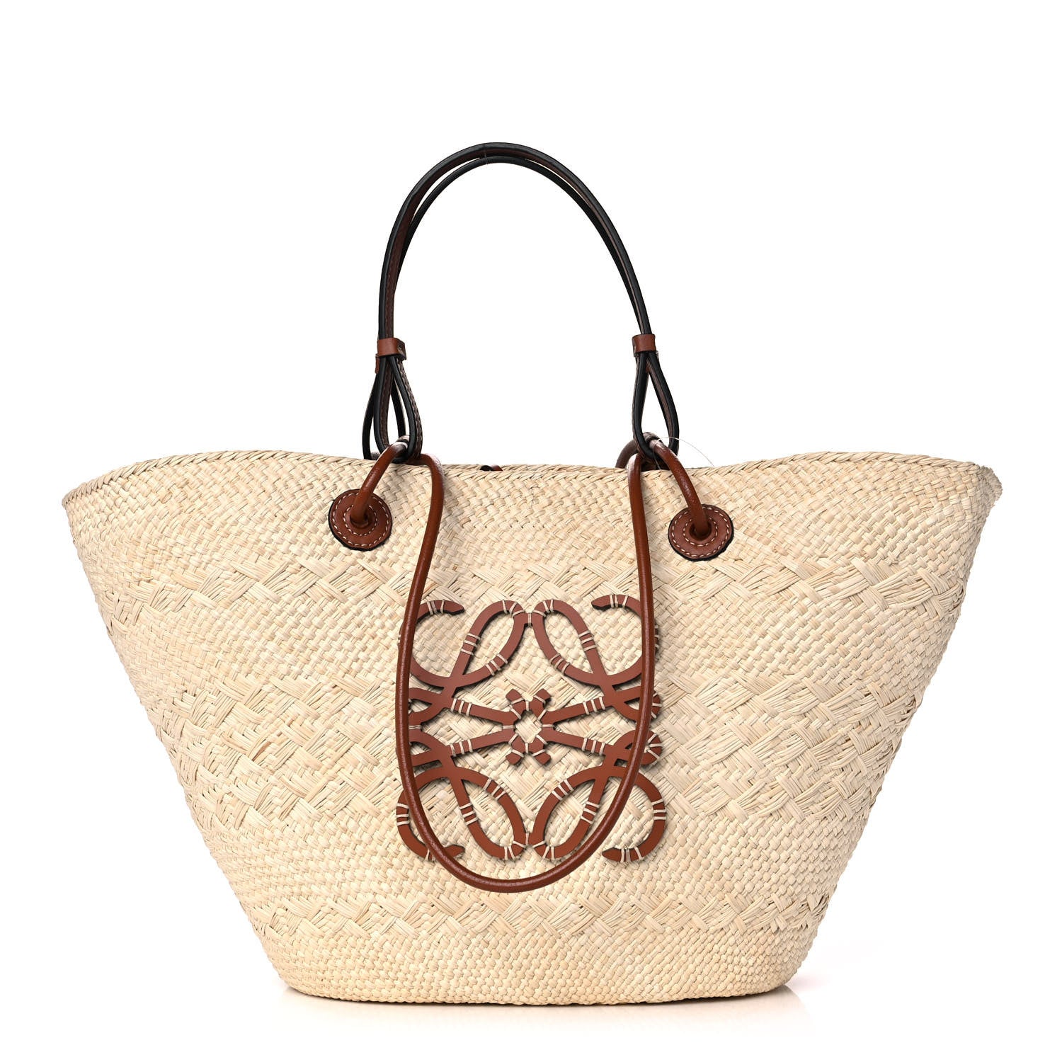 Loewe Iraca Palm Calfskin Anagram Basket Bag Natural Tan 1 of 11