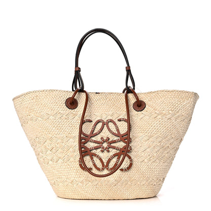 Loewe Iraca Palm Calfskin Anagram Basket Bag Natural Tan 1 of 11