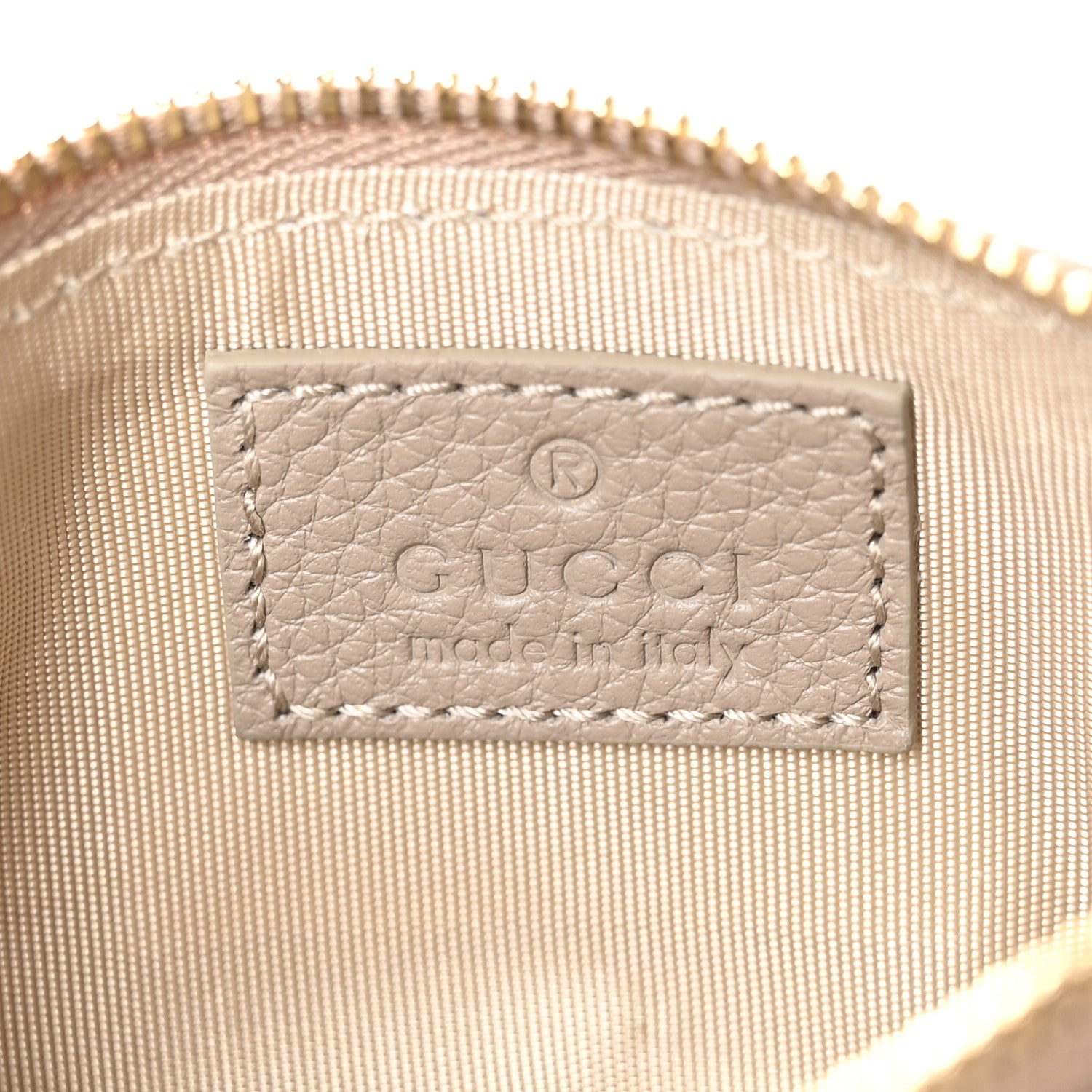 Gucci GG Grainy Calfskin Emblem Zip Key Case Taupe 6 of 8