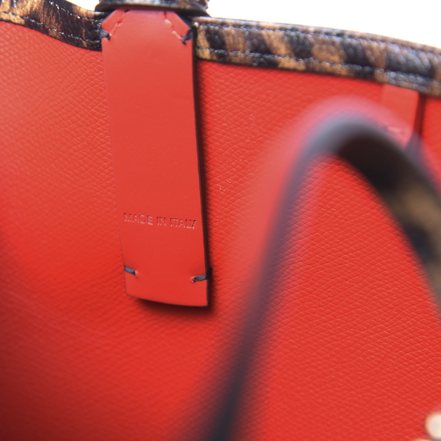 Calfskin Leopard Print Spikes East West Cabata Tote Brown