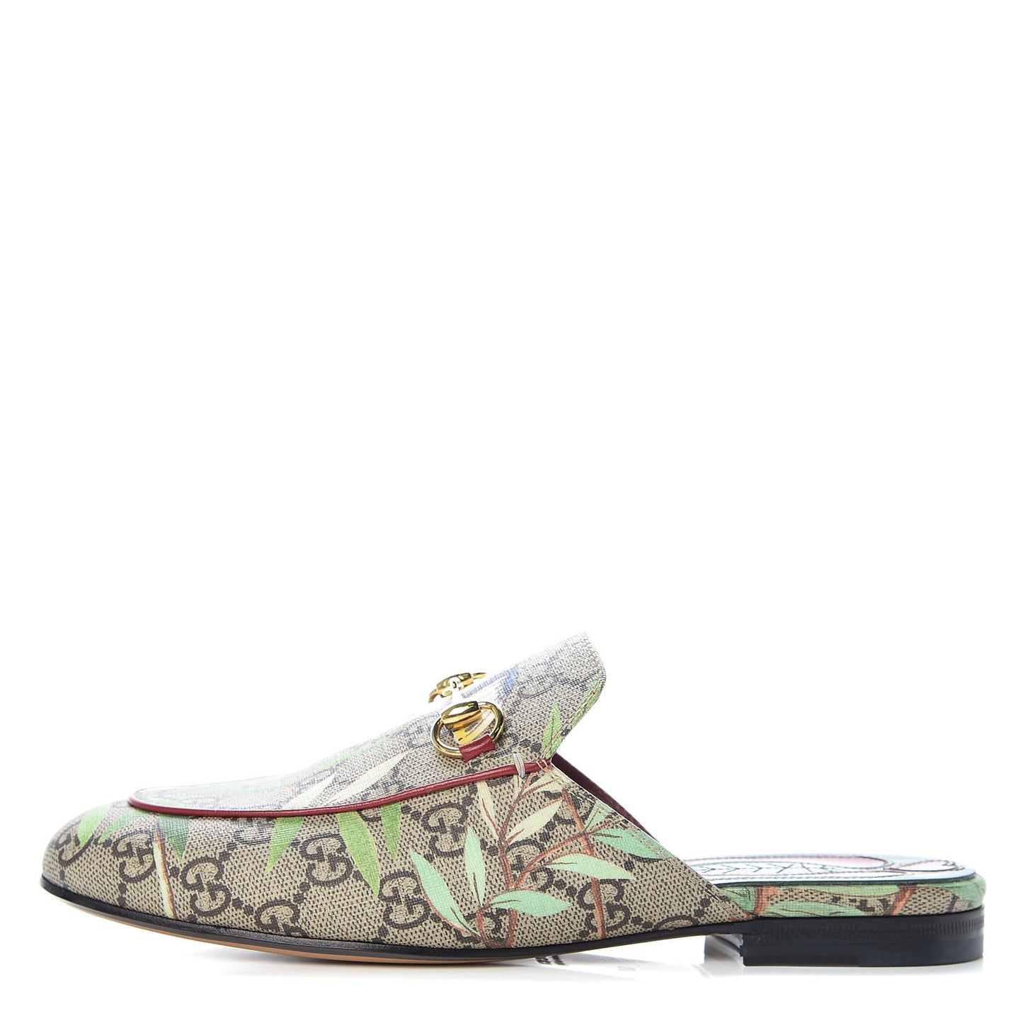 GG Supreme Monogram Tian Womens Princetown Slippers 37 Beige Ebony Multicolor