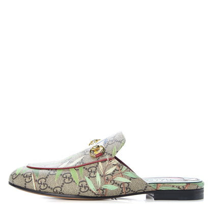 Gucci GG Supreme Monogram Tian Womens Princetown Slippers 37 Beige Ebony Multicolor 1 of 12