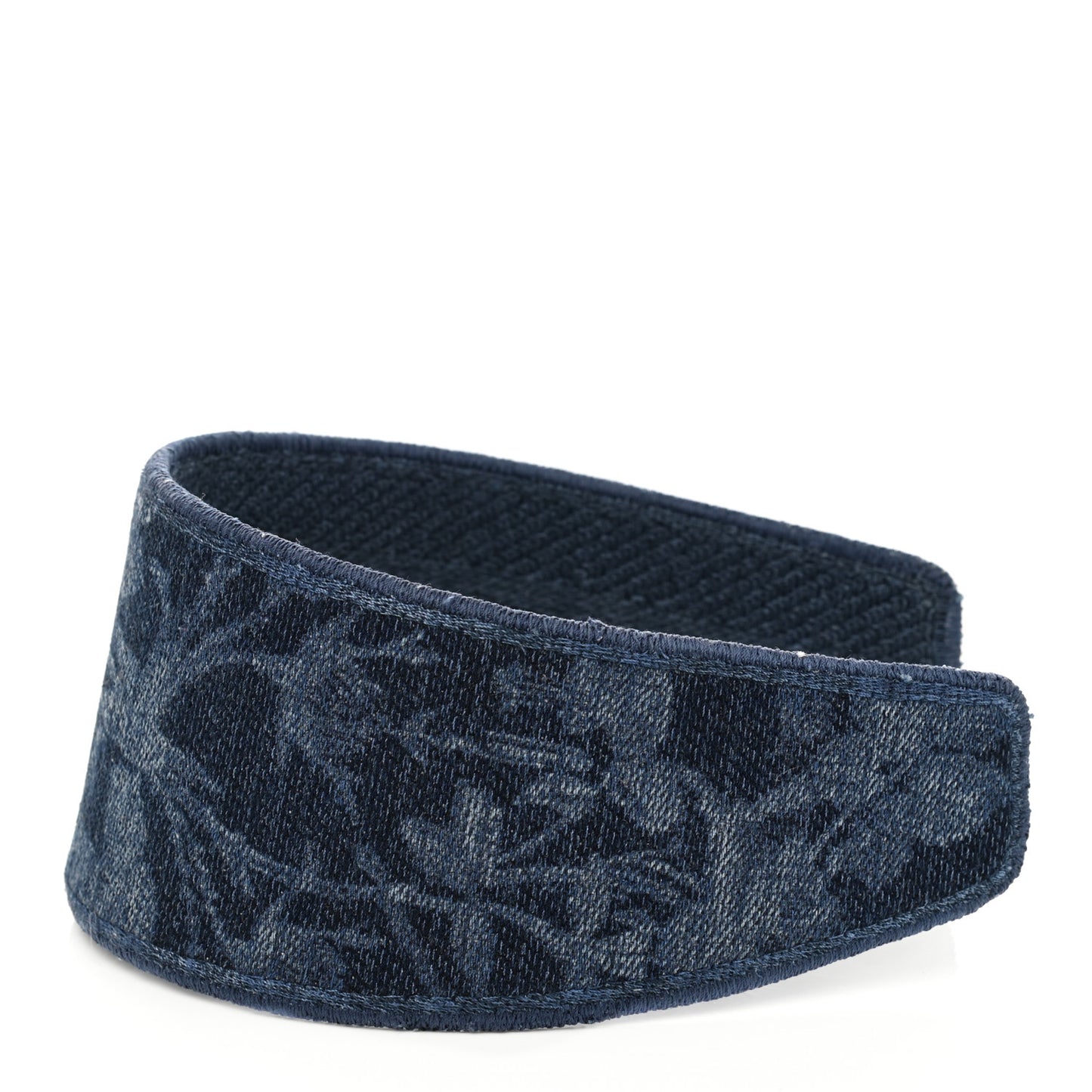 Denim Flowers Embroidered Headband Blue