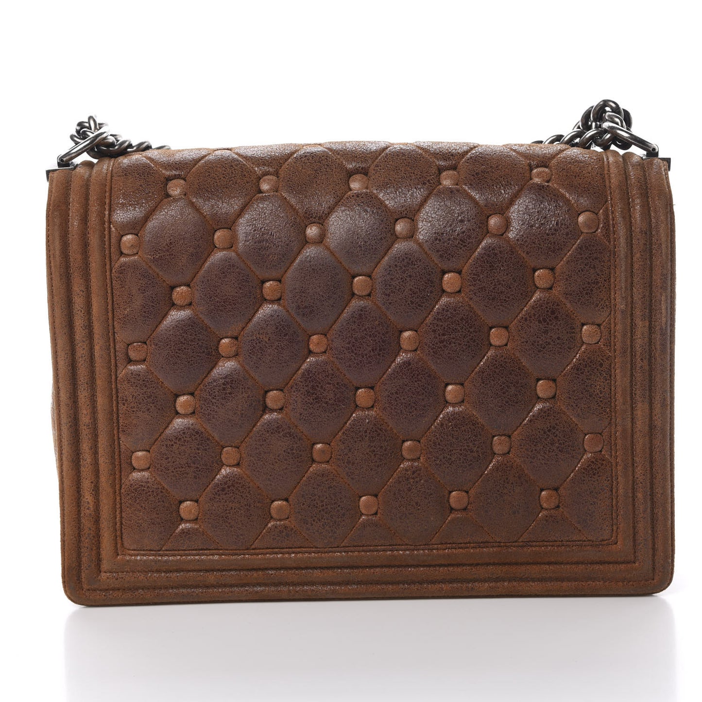 Nubuck Chesterfield Quilted Large Celtic Boy Flap Brown