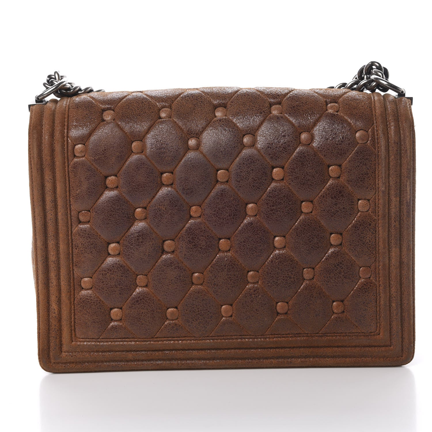 Chanel Nubuck Chesterfield Quilted Large Celtic Boy Flap Brown 13 of 14