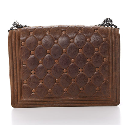 Chanel Nubuck Chesterfield Quilted Large Celtic Boy Flap Brown 13 of 14