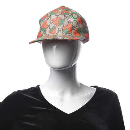 Gucci GG Supreme Monogram Strawberry Baseball Hat L Beige 2 of 8