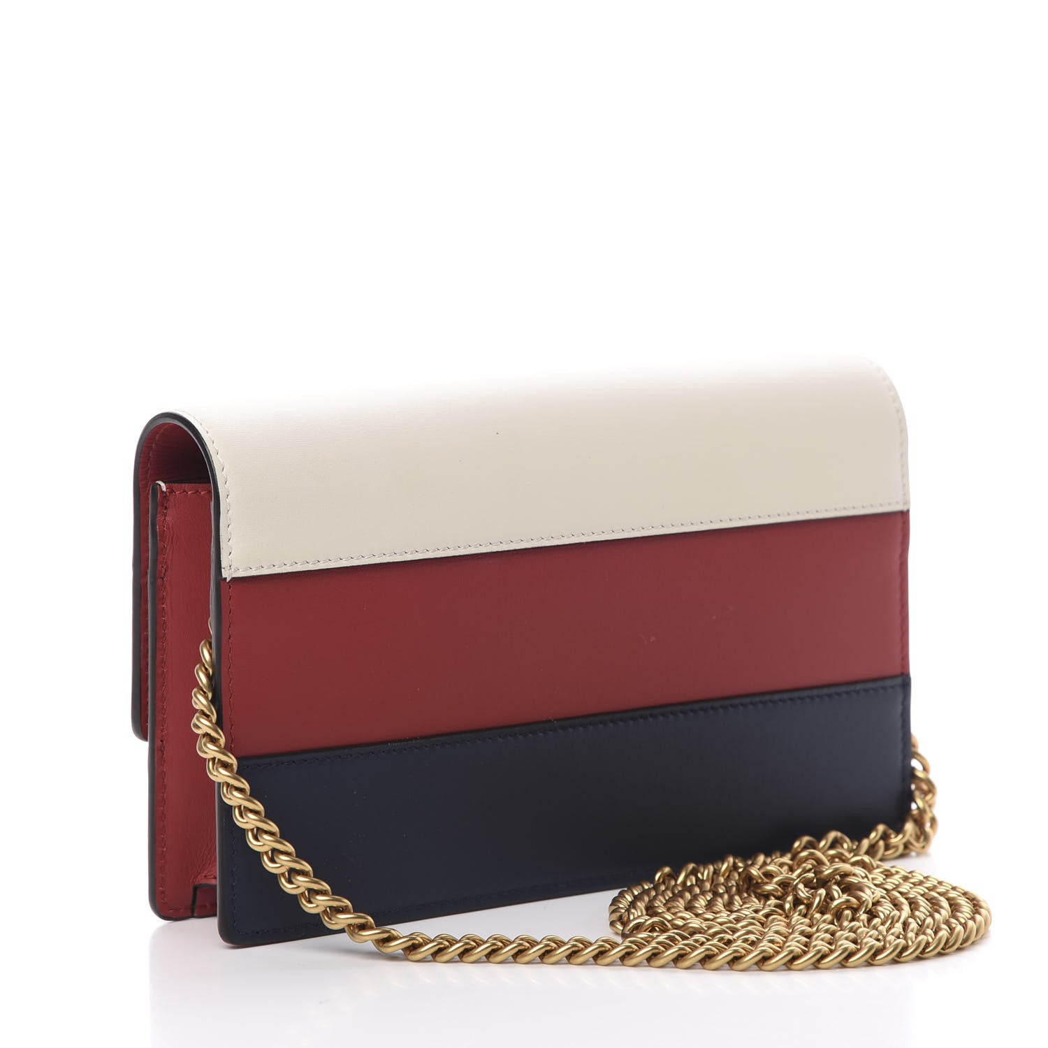 Gucci Calfskin Queen Margaret Chain Wallet Blue Agata Hibiscus Red Mystic White 3 of 10
