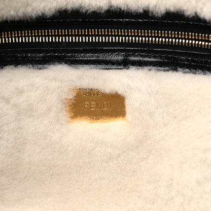 Fendi Lambskin Sheepskin Fur Large Baguette Black 6 of 9