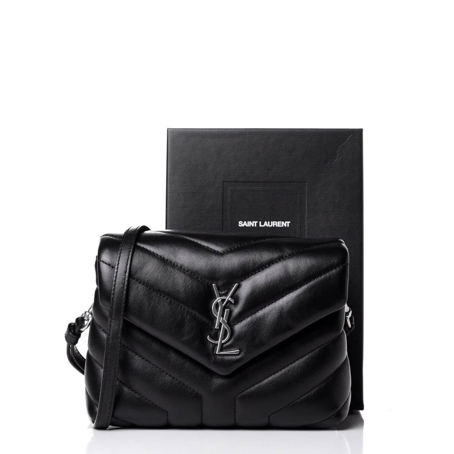 Calfskin Y Quilted Monogram Toy Loulou Crossbody Bag Black