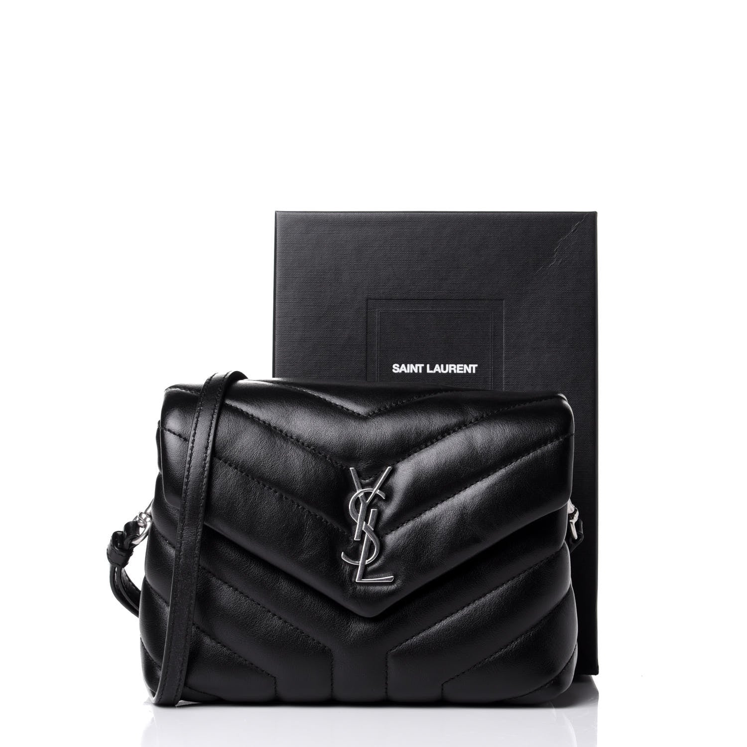 Saint Laurent Calfskin Y Quilted Monogram Toy Loulou Crossbody Bag Black 12 of 12
