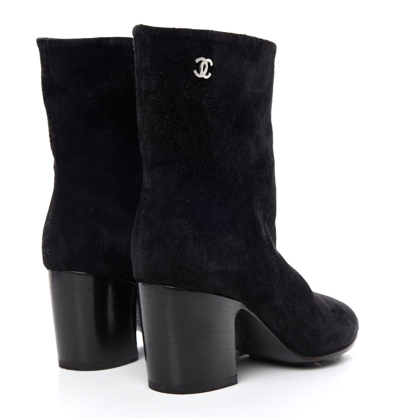 Suede Calfskin CC Short Boots 35.5 Black