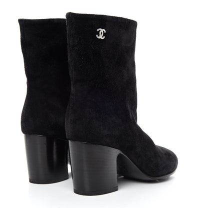 Chanel Suede Calfskin CC Short Boots 35.5 Black 4 of 11