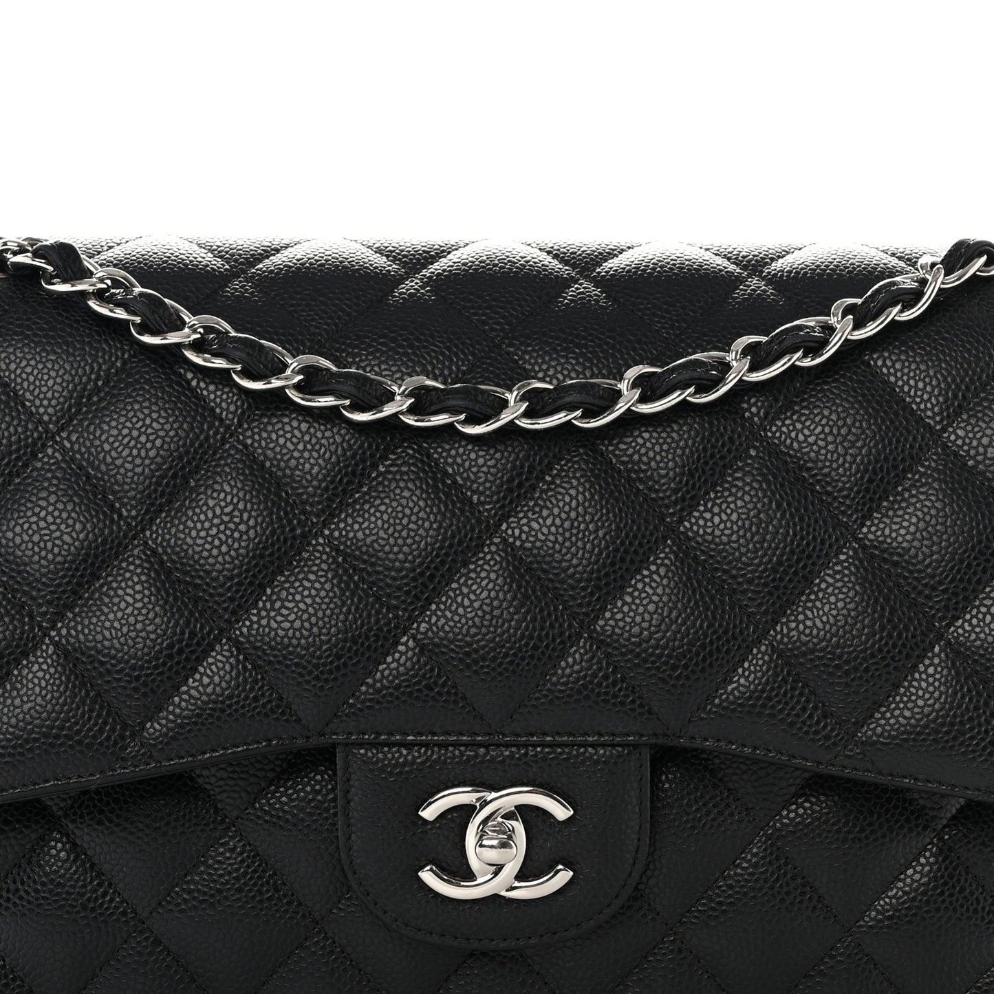 Caviar Quilted Jumbo Double Flap Black
