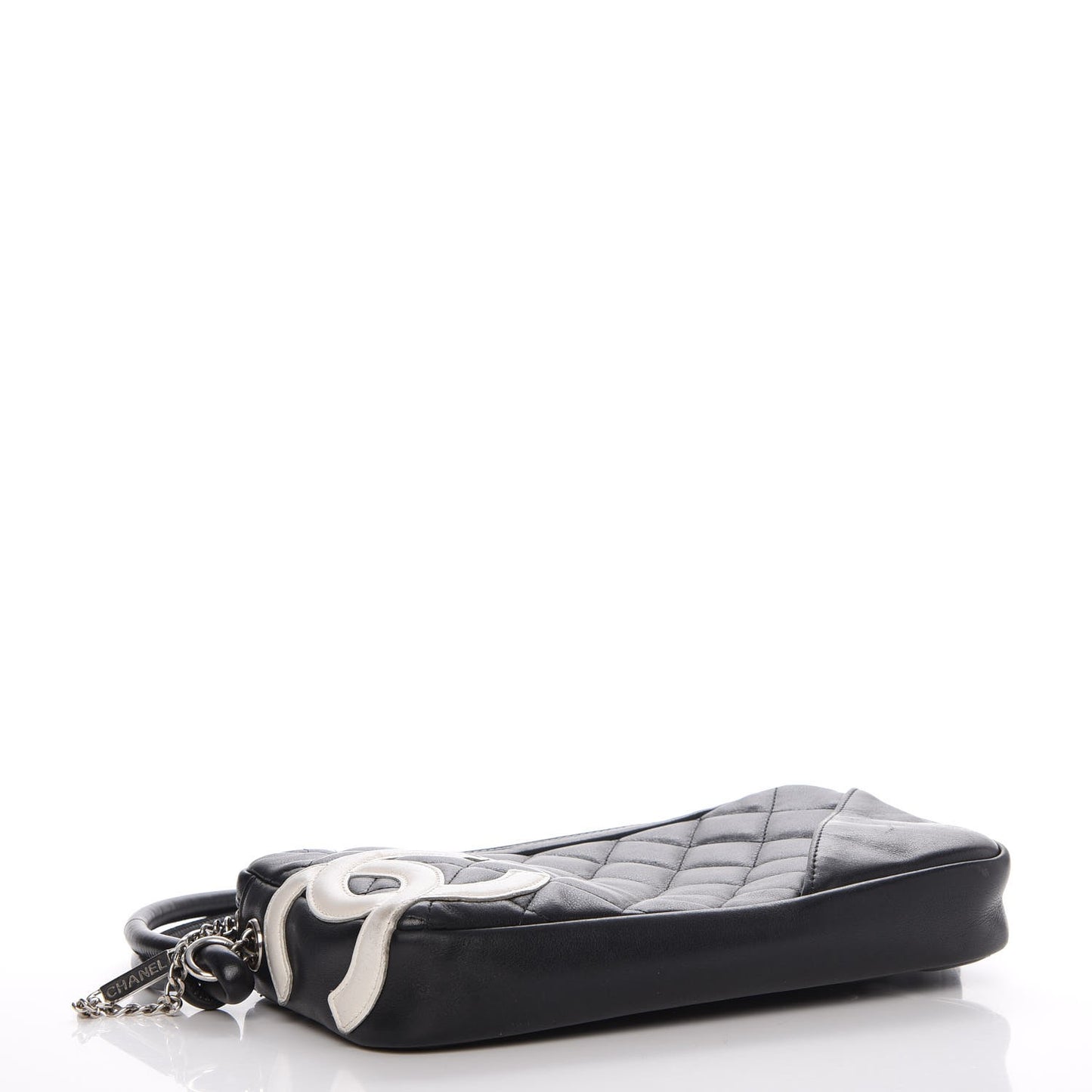 Calfskin Quilted Cambon Pochette Black White