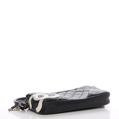 Chanel Calfskin Quilted Cambon Pochette Black White 4 of 15