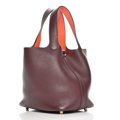 Hermes Taurillon Clemence Swift Eclat Picotin Lock 18 PM Prune Orange Poppy 3 of 7