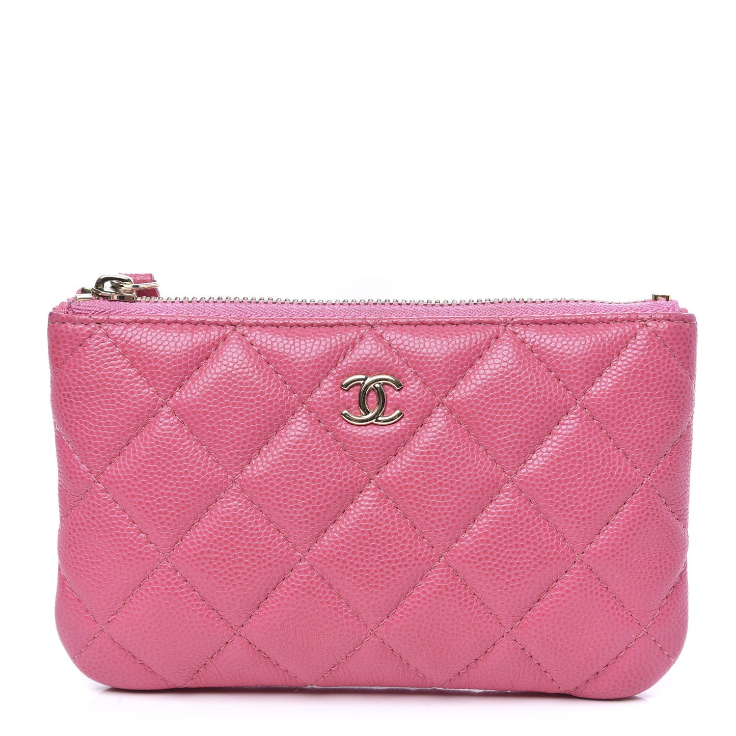 Caviar Quilted Small Cosmetic Case Pink
