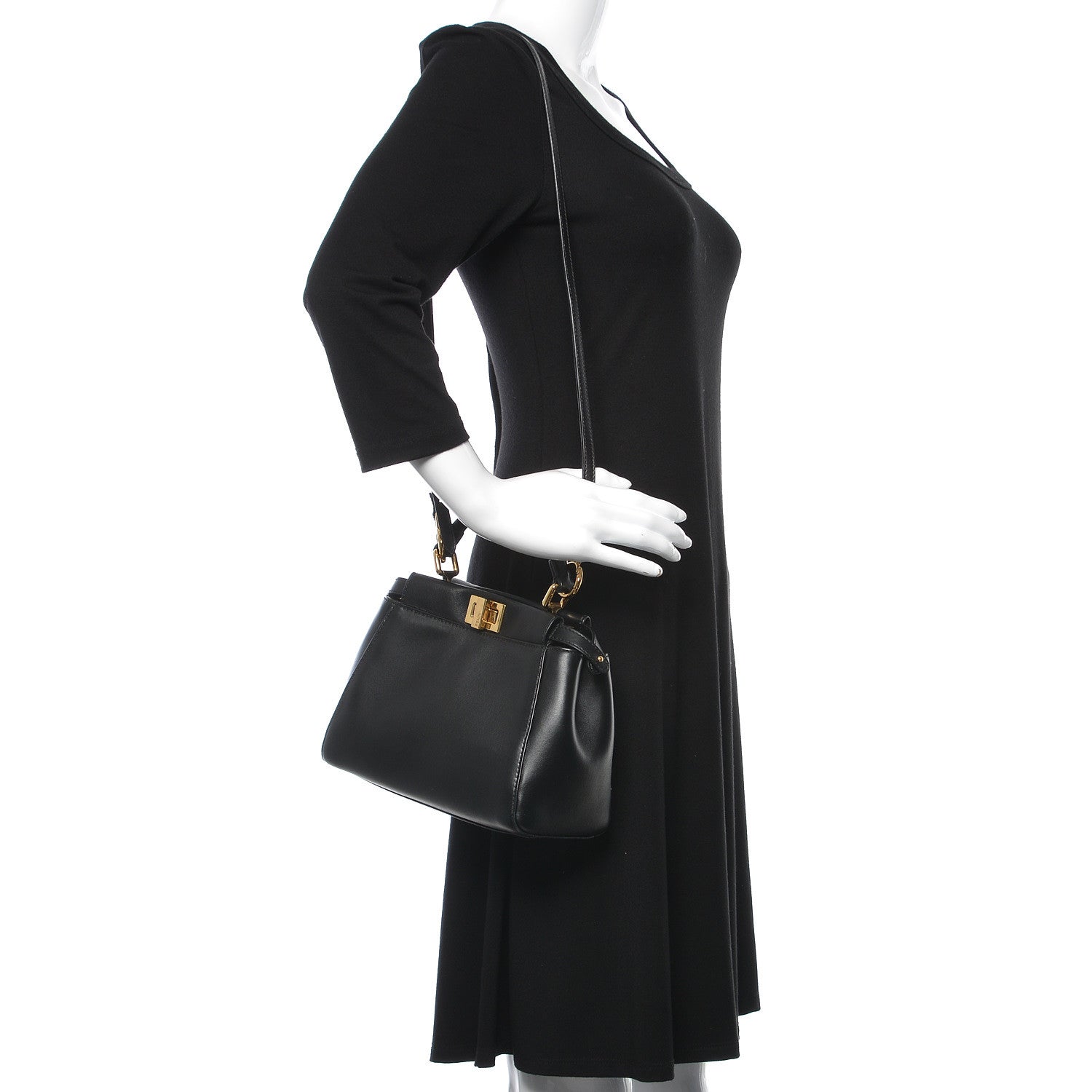 Fendi Nappa Mini Peekaboo Iconic Satchel Black 2 of 10