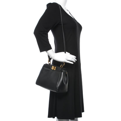 Fendi Nappa Mini Peekaboo Iconic Satchel Black 2 of 10