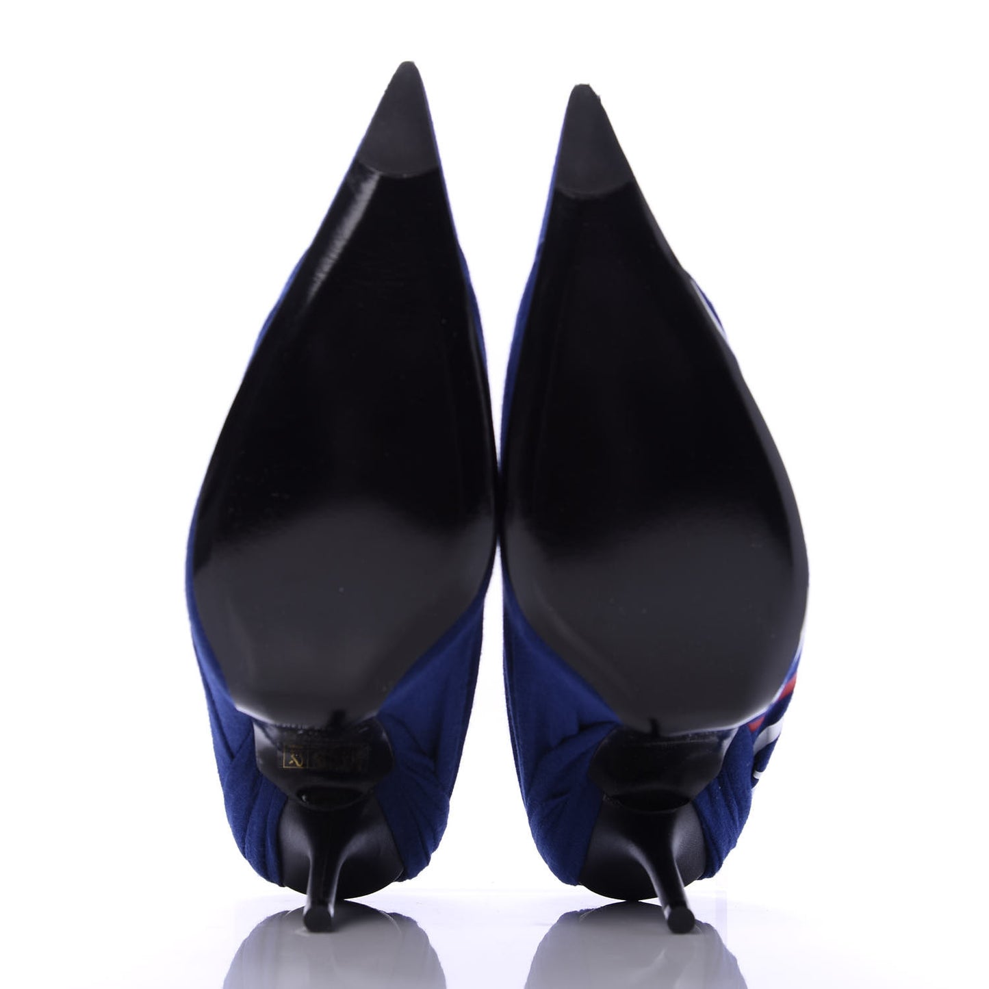 Jersey Crepe Political Campaign Logo Knife 115 Pointed Pumps 37 Blue