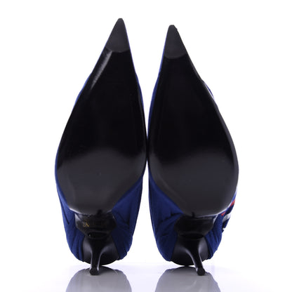 Balenciaga Jersey Crepe Political Campaign Logo Knife 115 Pointed Pumps 37 Blue 5 of 10