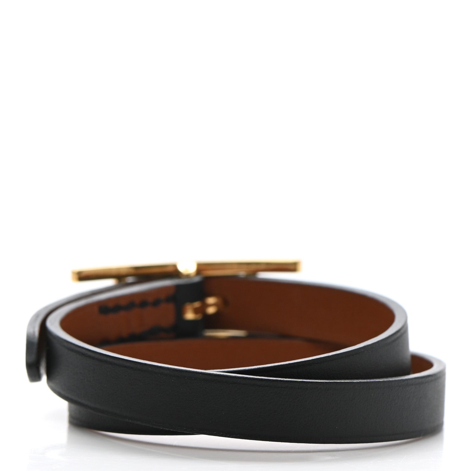 Hermes Chamonix Behapi Double Tour Bracelet T1 Black Fauve 3 of 9