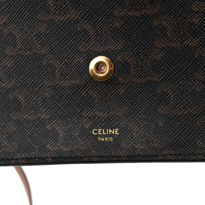 Celine Triomphe Canvas Lambskin Wallet On Strap Tan 7 of 12