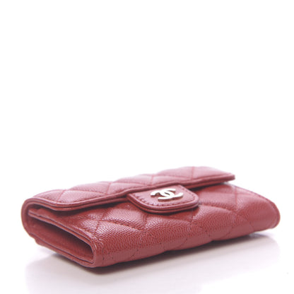 Chanel Caviar Quilted Flap Card Holder Wallet Red 4 of 9