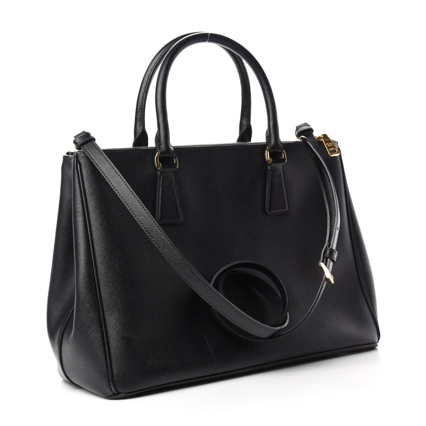 Saffiano Medium Galleria Double Zip Tote Black