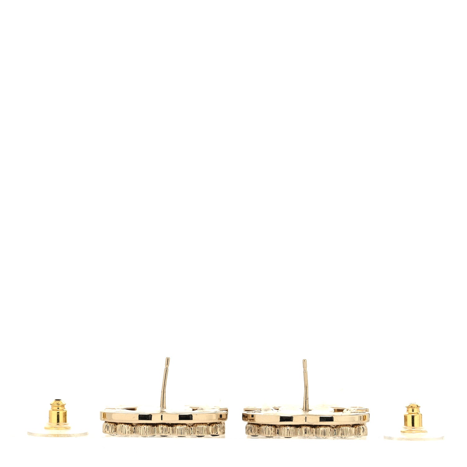 Chanel Crystal CC Earrings Black Gold 3 of 4