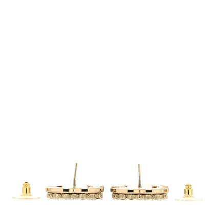 Chanel Crystal CC Earrings Black Gold 3 of 4