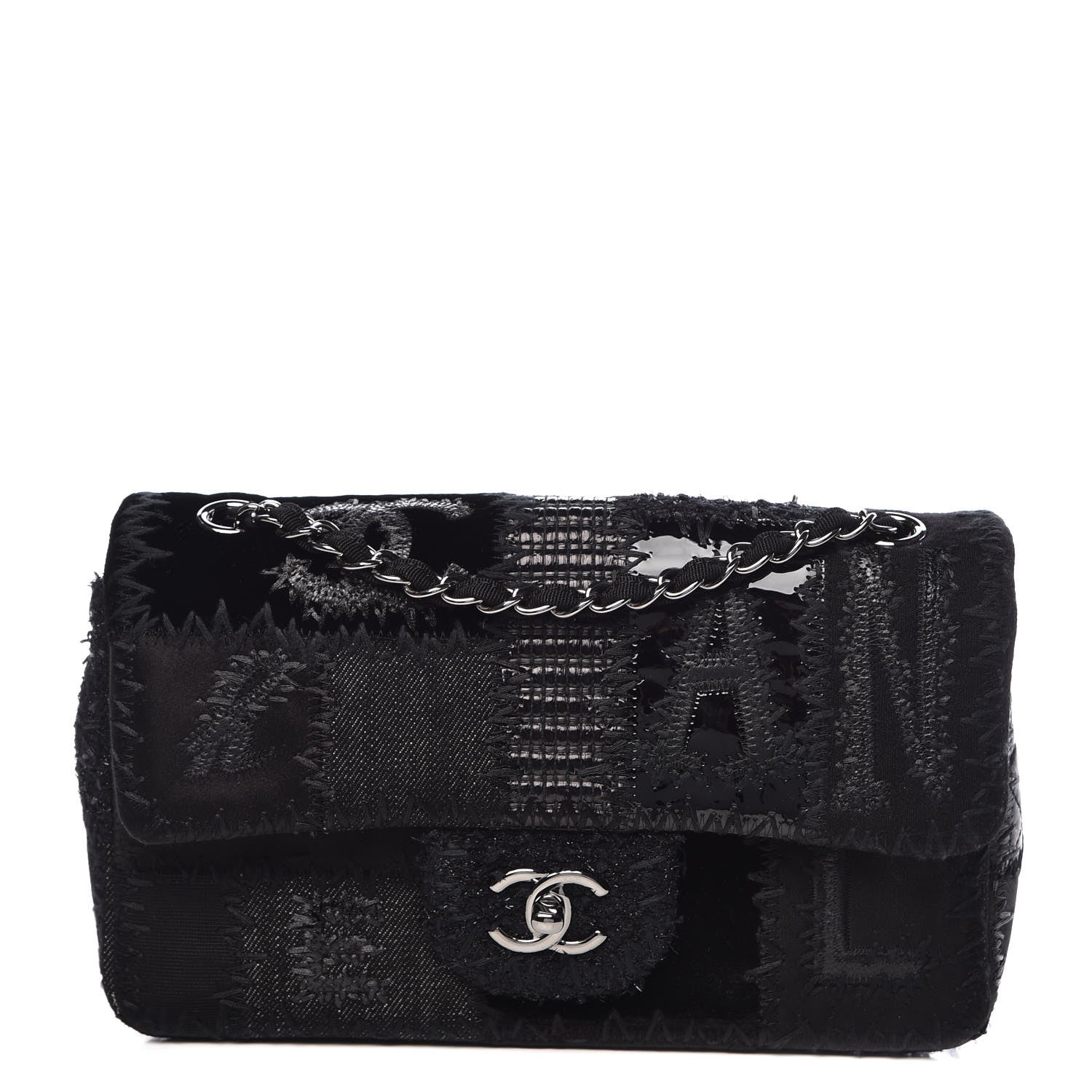 Chanel Tweed Patchwork Medium Single Flap Black 1 of 10