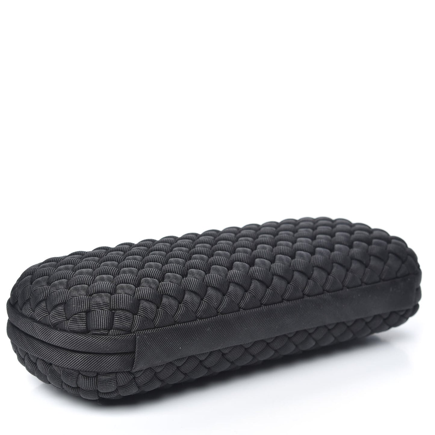 Silk Faille Intrecciato Knot Clutch Black