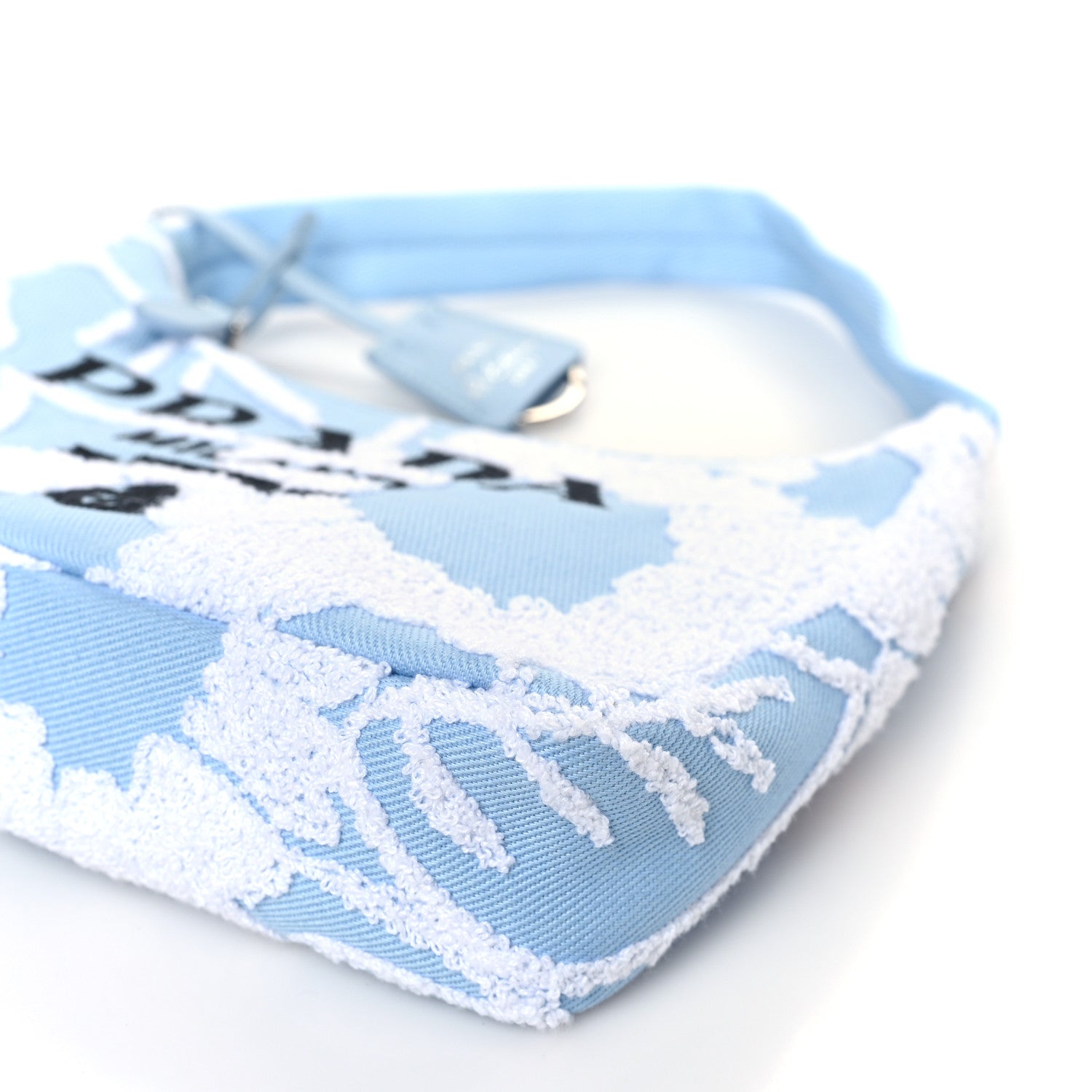 Prada Nylon Embroidered Drill Mini Re-Edition 2000 Bag Sky Blue White 8 of 8