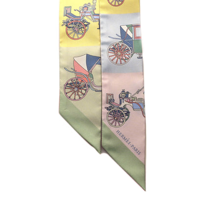 Hermes Silk Les Voitures Exquises Twilly Rose Pale Jaune Pale 2 of 4