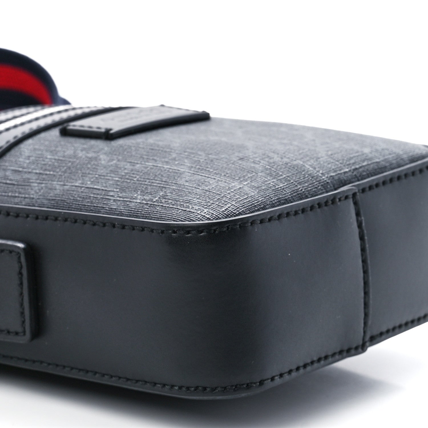 Gucci GG Supreme Monogram Appia Calfskin Web Small Camera Messenger Bag Black Grey 11 of 13