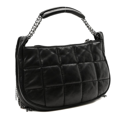 Chanel Lambskin Square Quilted Chain Fringe Pochette Black 3 of 10