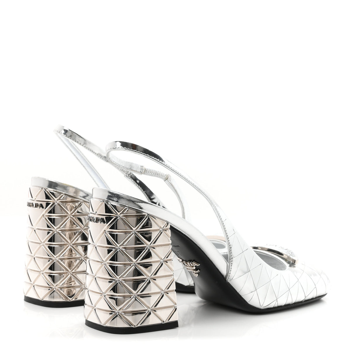 Spazzolato Triangle Logo Slingback 90mm Pumps 37 Argento