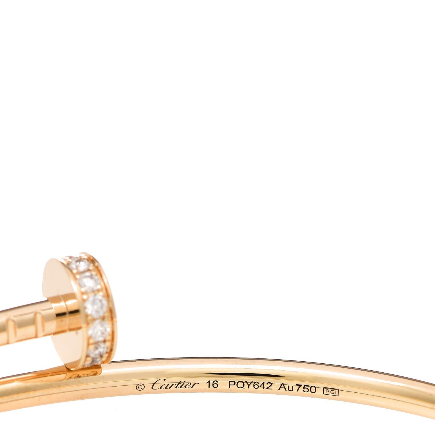 Cartier 18K Yellow Gold Diamond Small Juste Un Clou Bracelet 16 3 of 4