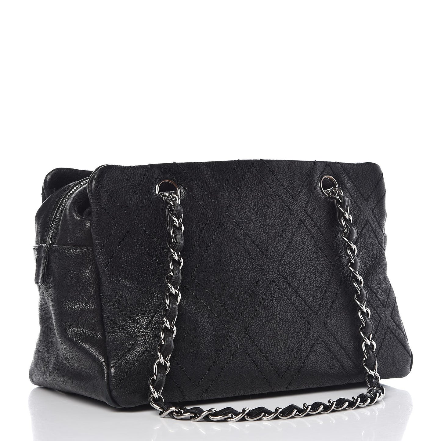 Calfskin Small Diamond Stitch Tote Black