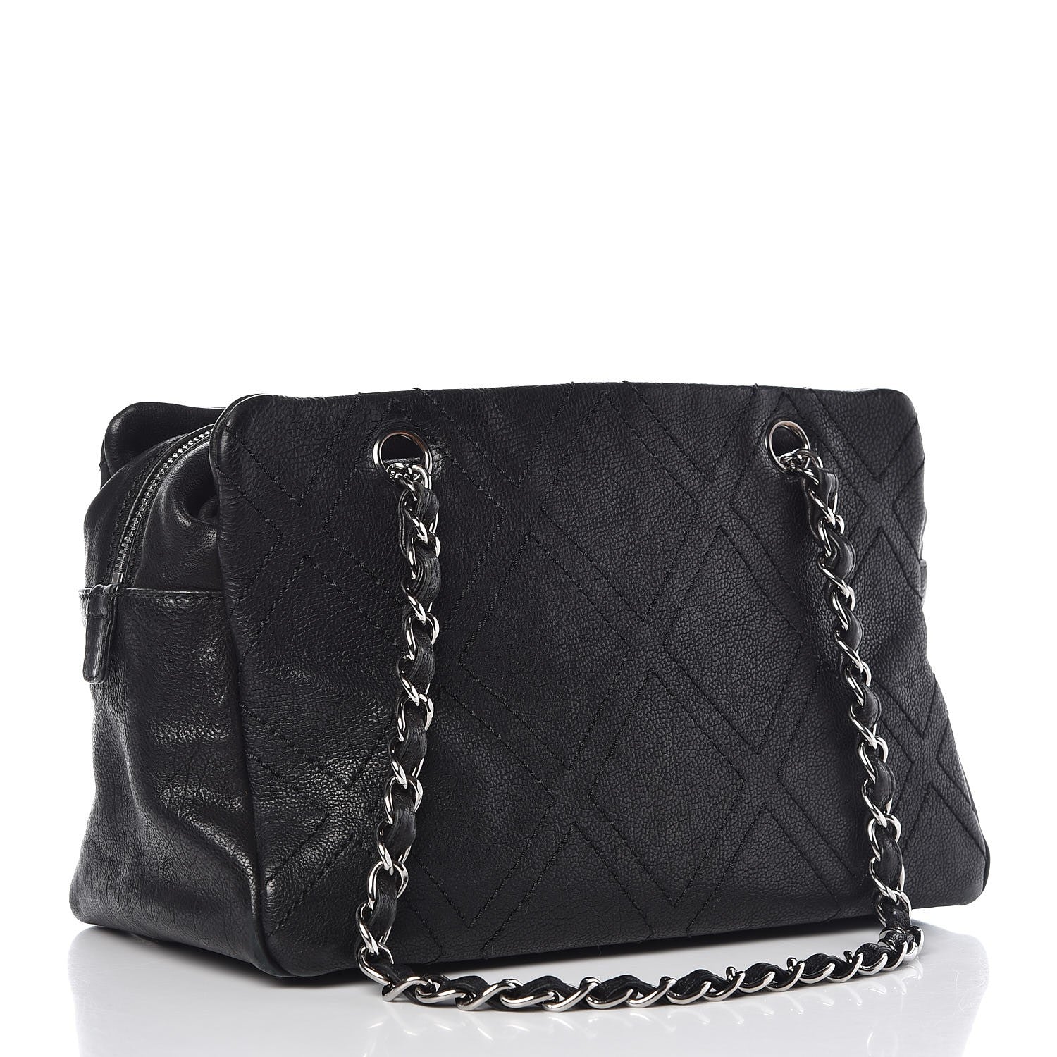 Chanel Calfskin Small Diamond Stitch Tote Black 3 of 10