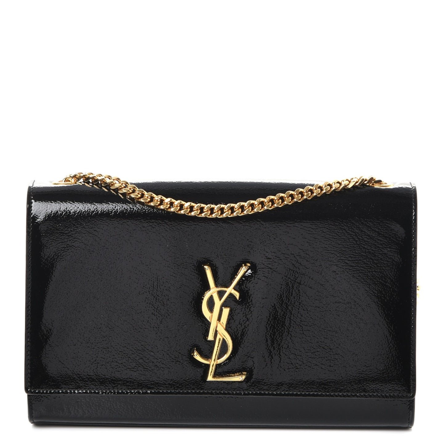 Patent Medium Monogram Kate Satchel Black