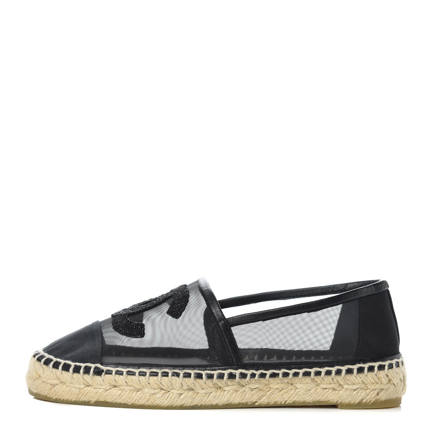Mesh Grosgrain CC Espadrilles 36 Black
