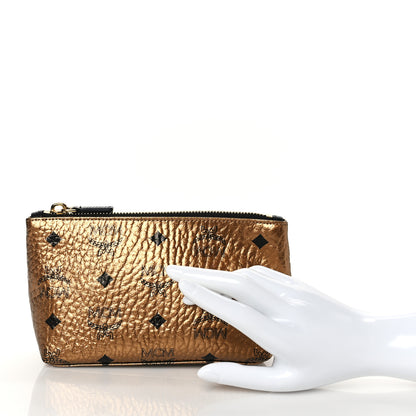 MCM Metallic Visetos Cosmetic Pouch Gold 2 of 9