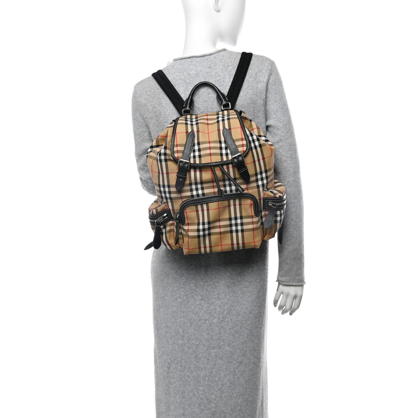 Nylon Vintage Check Medium Rucksack Backpack Antique Yellow