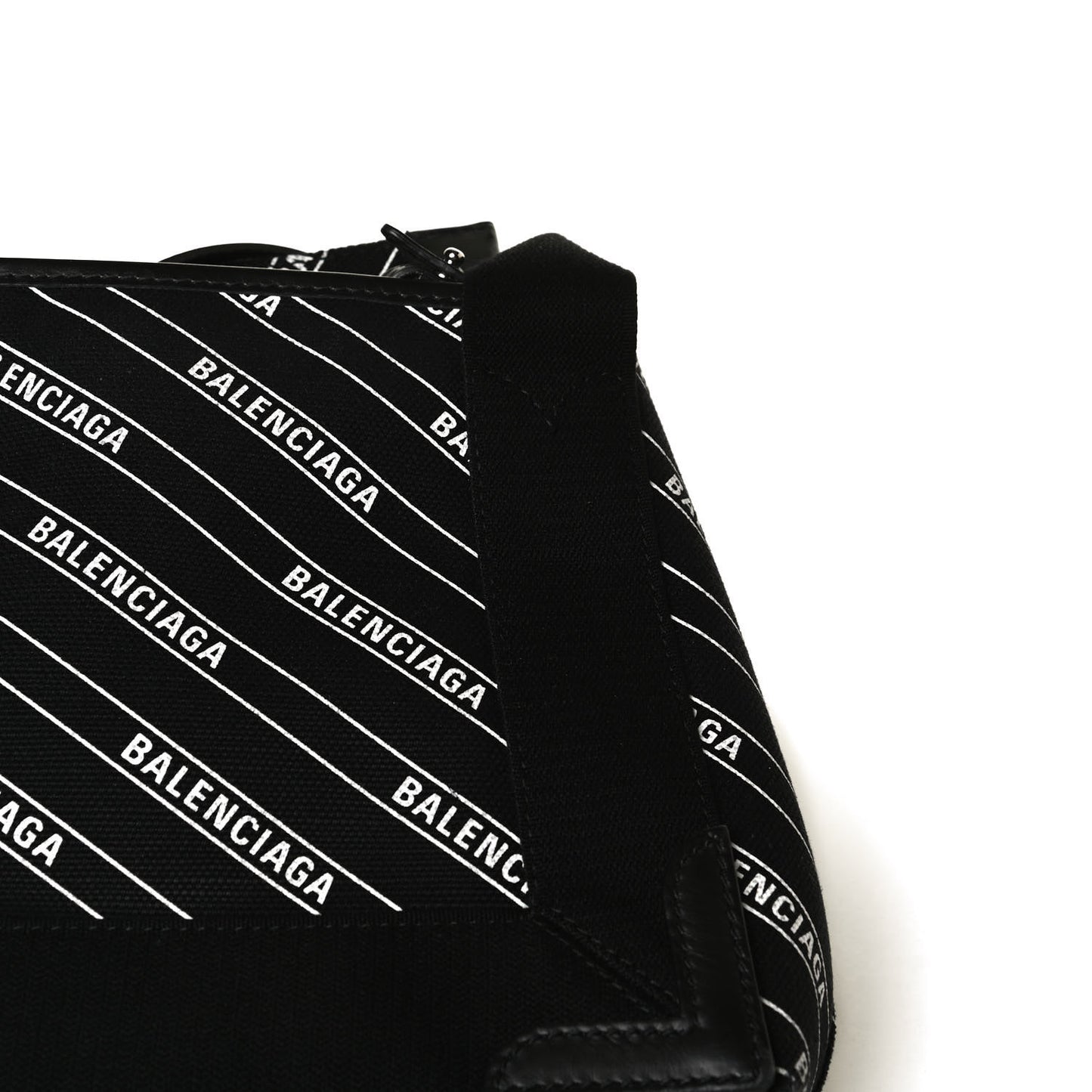 Cotton Canvas Calfskin Logo Print Navy Cabas XS Black White