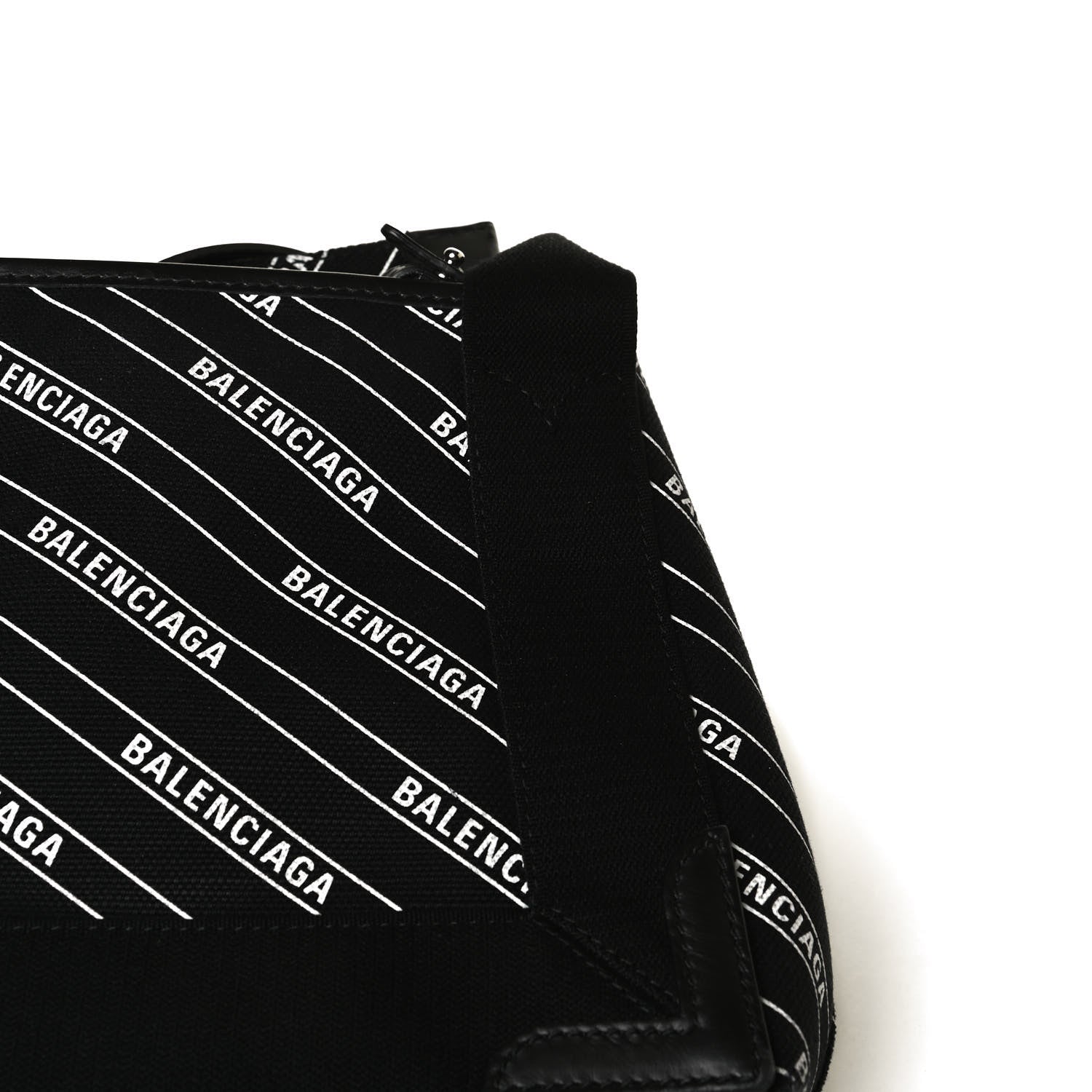 Balenciaga Cotton Canvas Calfskin Logo Print Navy Cabas XS Black White 18 of 18